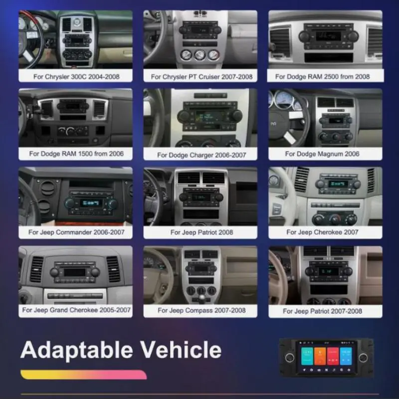 6.2" Car Android Radio 1G+32GB For Dodge RAM 1500 2500 3500 2006~2008 Android 13 CarPlay Car Stereo Radio Navigation WIFI GPS
