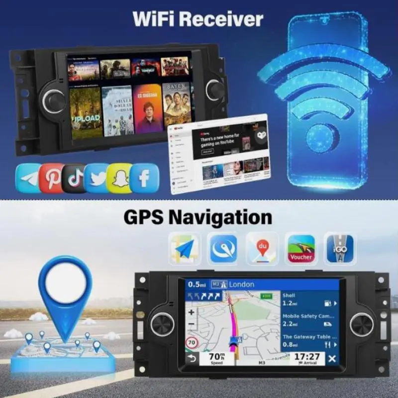 6.2" Car Android Radio 1G+32GB For Dodge RAM 1500 2500 3500 2006~2008 Android 13 CarPlay Car Stereo Radio Navigation WIFI GPS