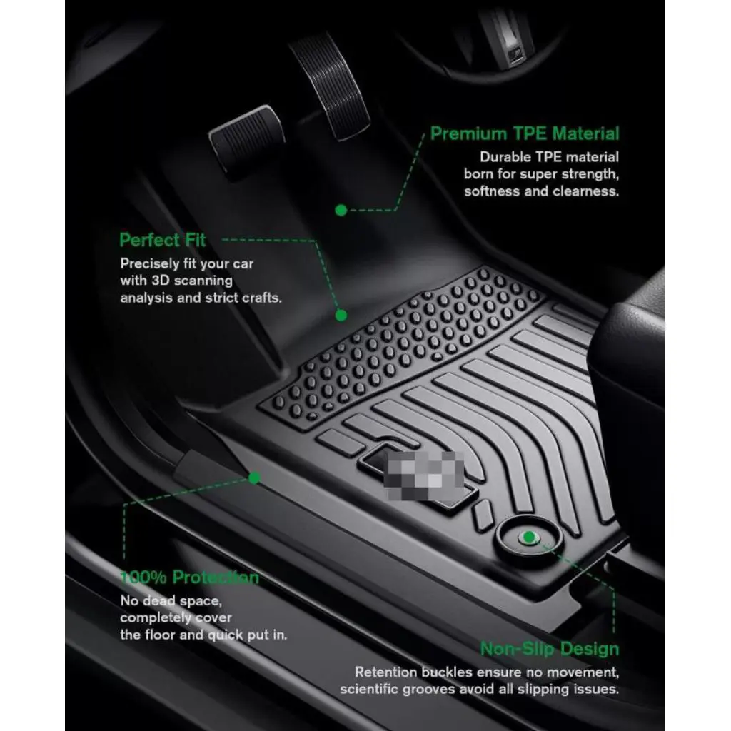 TPE 3D Car Floor Mats Trunk Mat For Dodge Grand Caravan 2008~2020 All Weather Front Rear Liner Floor Mats Waterproof Non-slip