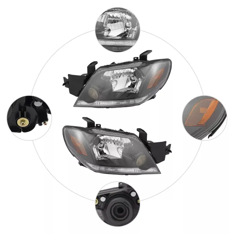 LED Halogen Headlight Right Left Assembly Replacement For Mitsubishi Outlander LS/XLS 2003~2006 Head Light Head Lamp No Bulus