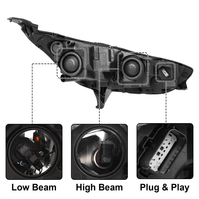 Car LED Head Light Left Right Halogen Headlights With Bulbs For Ford Transit Connect XL XLT 2019~2024 Car Headlight Signal Lamp