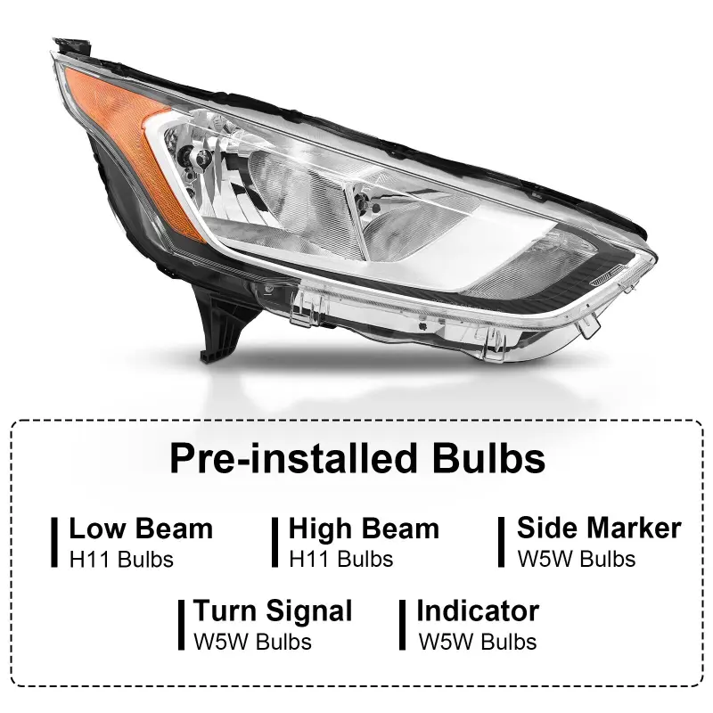 Car LED Head Light Left Right Halogen Headlights With Bulbs For Ford Transit Connect XL XLT 2019~2024 Car Headlight Signal Lamp