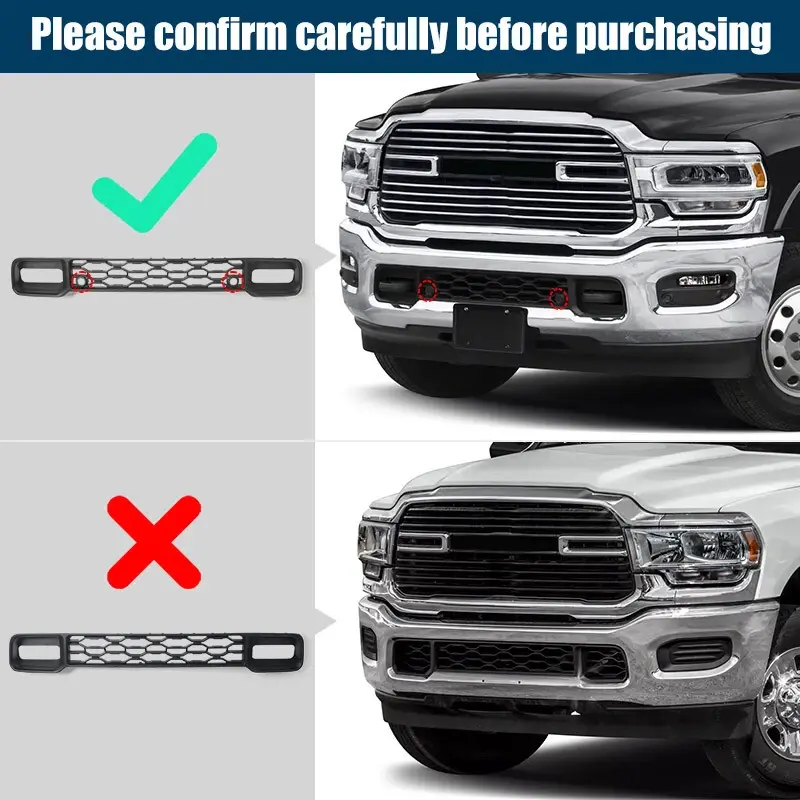 68384294AA For Dodge Ram 2500 3500 6.4L 6.7L 2019~2024 Front Lower Grille Bumper Cover Grill With Trailer Holes With Radar Holes