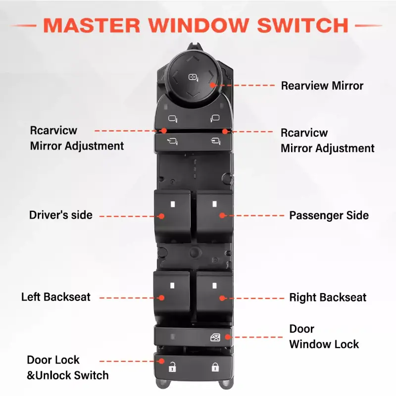 Car Front Driver Power Window Control Switch For Chevy Silverado GMC Sierra 2007~2013 Window Lift Switch 20835553AC 15093440