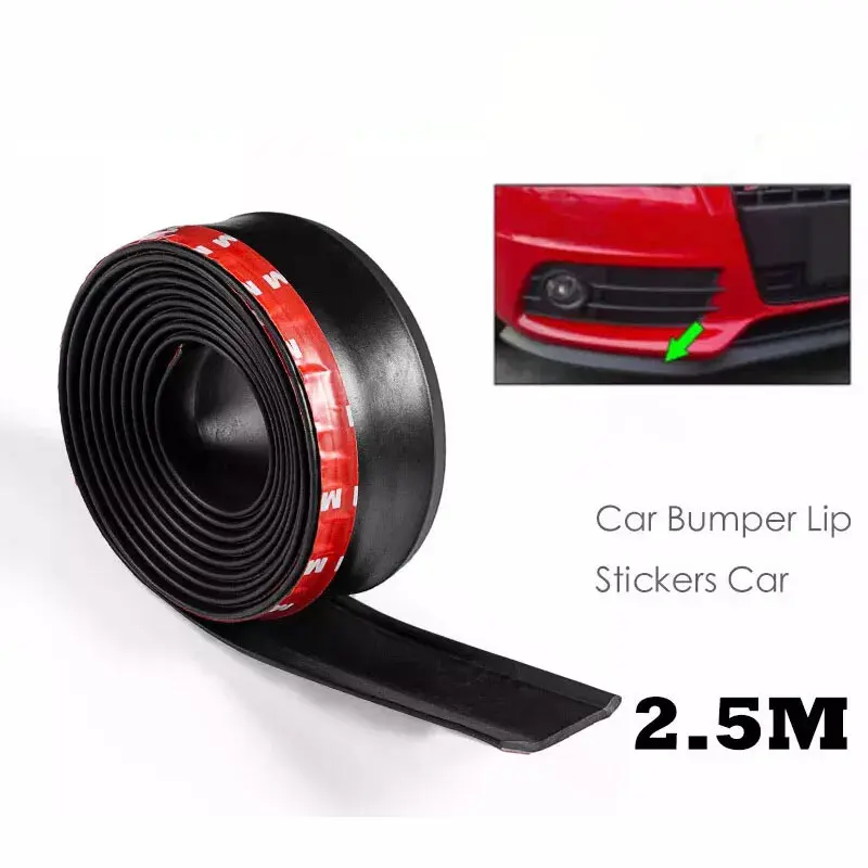 Universal Car Front Bumper Anti-collision Rubber Strip 2.5M Bumper Protector Bumper Lip Strip Car Side Skirt Scratch-resistant