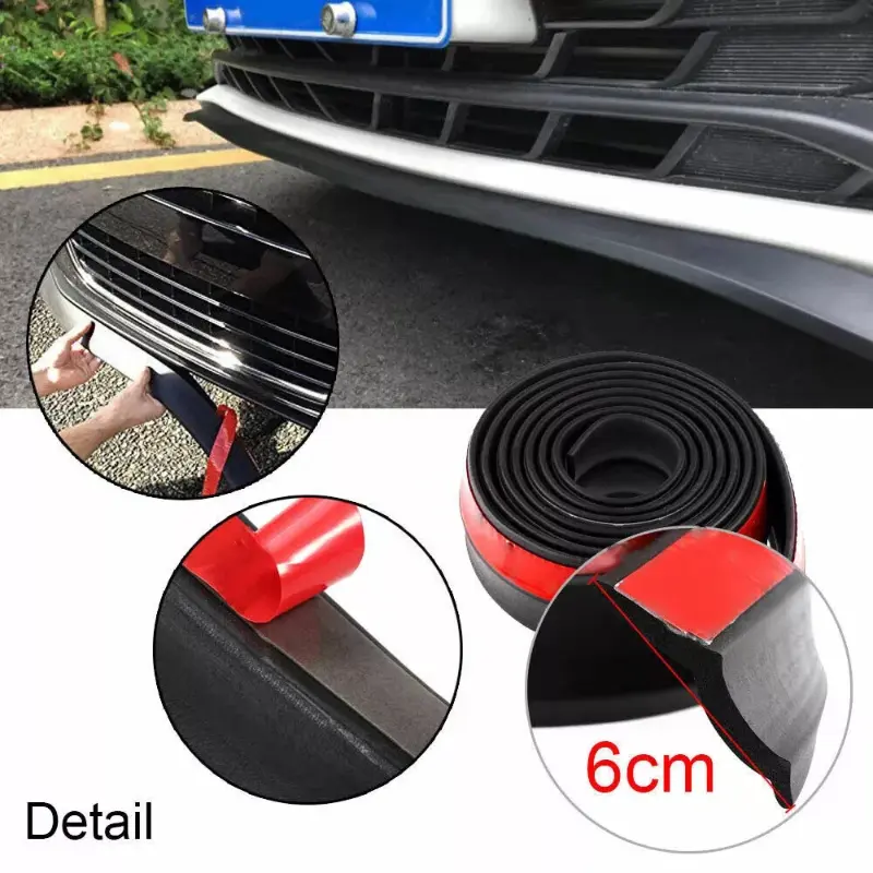 Universal Car Front Bumper Anti-collision Rubber Strip 2.5M Bumper Protector Bumper Lip Strip Car Side Skirt Scratch-resistant