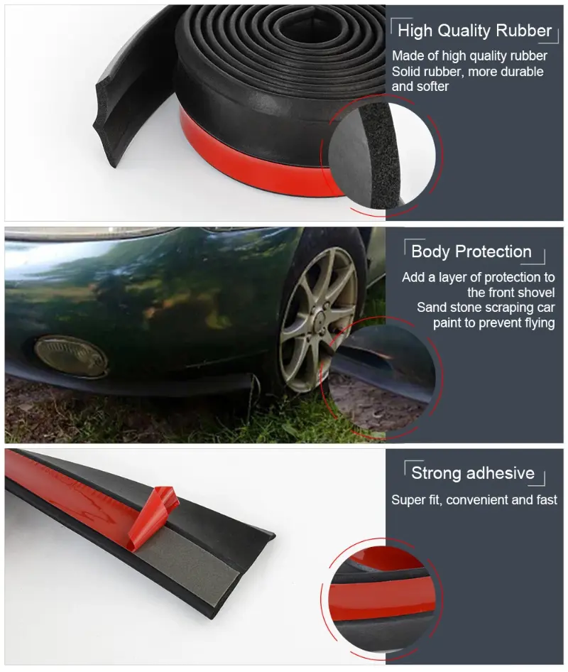 Universal Car Front Bumper Anti-collision Rubber Strip 2.5M Bumper Protector Bumper Lip Strip Car Side Skirt Scratch-resistant
