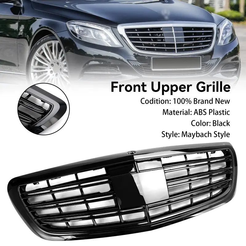 Car Front Grill Grille Gloss Black For Mercedes-Benz S-class W222 S500 S550 S600 2014~2020 For Maybach Style Front Sport Grill