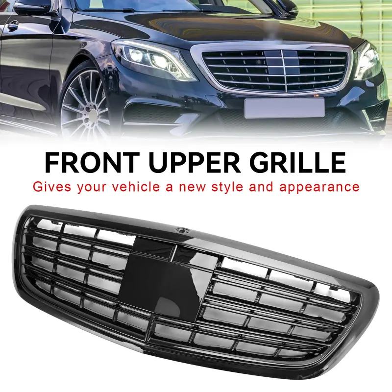 Car Front Grill Grille Gloss Black For Mercedes-Benz S-class W222 S500 S550 S600 2014~2020 For Maybach Style Front Sport Grill