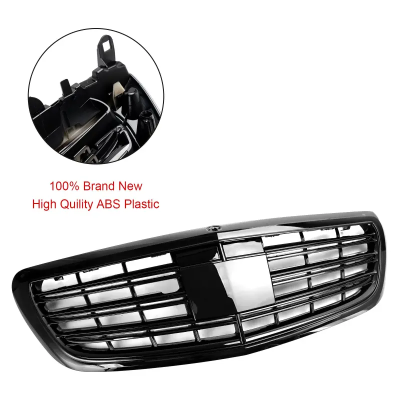 Car Front Grill Grille Gloss Black For Mercedes-Benz S-class W222 S500 S550 S600 2014~2020 For Maybach Style Front Sport Grill