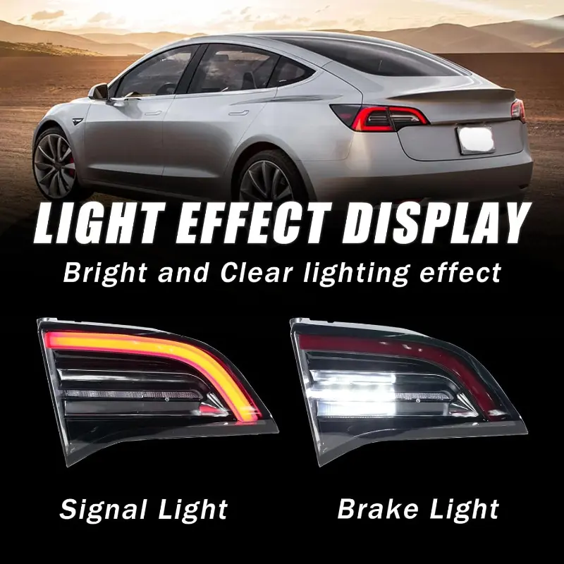Car Rear Warming Brake Lamp Rear Tail Lamp 1502088-00-B 1077397-00-G For Tesla Model 3/Y 2021~2023 4Pins Outer LED Tail Light