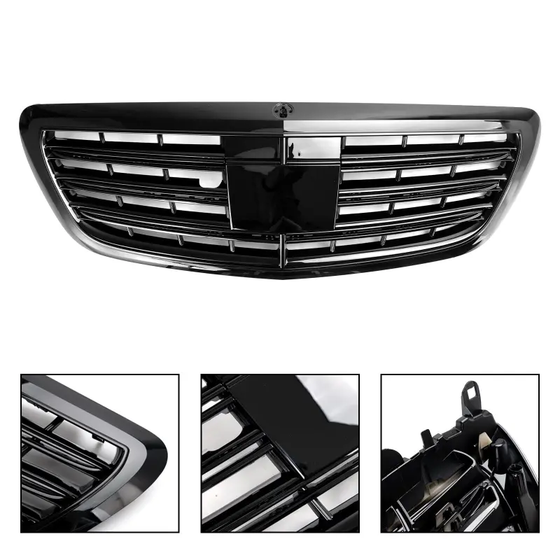 Car Front Grill Grille Gloss Black For Mercedes-Benz S-class W222 S500 S550 S600 2014~2020 For Maybach Style Front Sport Grill