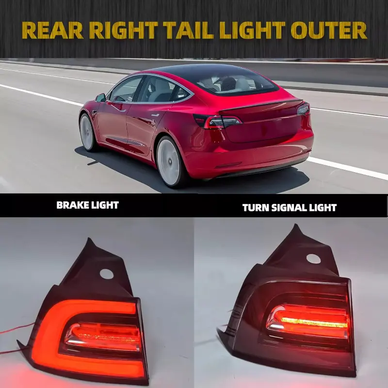 Car Rear Warming Brake Lamp Rear Tail Lamp 1502088-00-B 1077397-00-G For Tesla Model 3/Y 2021~2023 4Pins Outer LED Tail Light