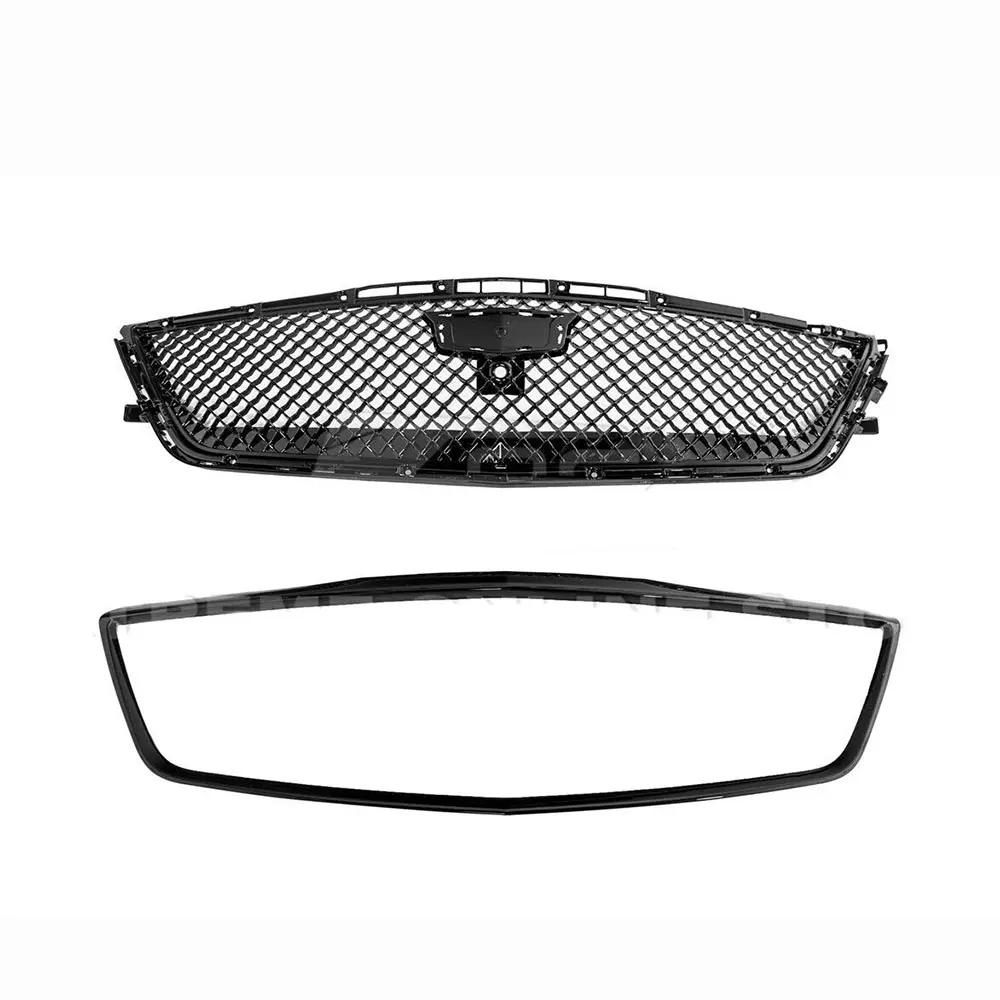 For Cadillac CT6 2016~2020 Blackwing Style GLOSS BLACK Front Bumper Grille Cover Auto Racing Grills Guard Protector Cover Kits