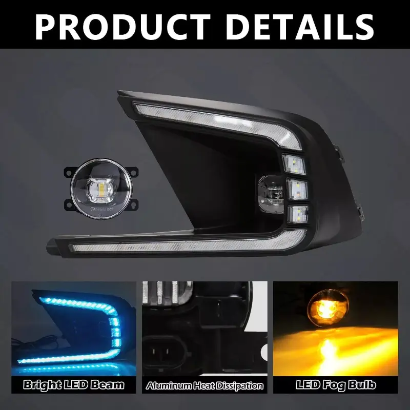 3 Color Light Variations Car DRL And Cover Kits For Honda Civic 2022 2023 2024 Sedan Hatchback Driving LED DRL & Fog Lights Kit