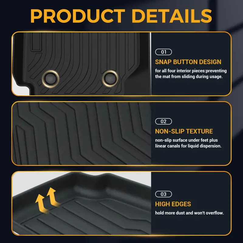 TPE Floor Mats Liner Carpets For Volkswagen Atlas Bucket 2018~2024 6 Seats All Weather Protection Cargo Liner 3D Floor mats Set