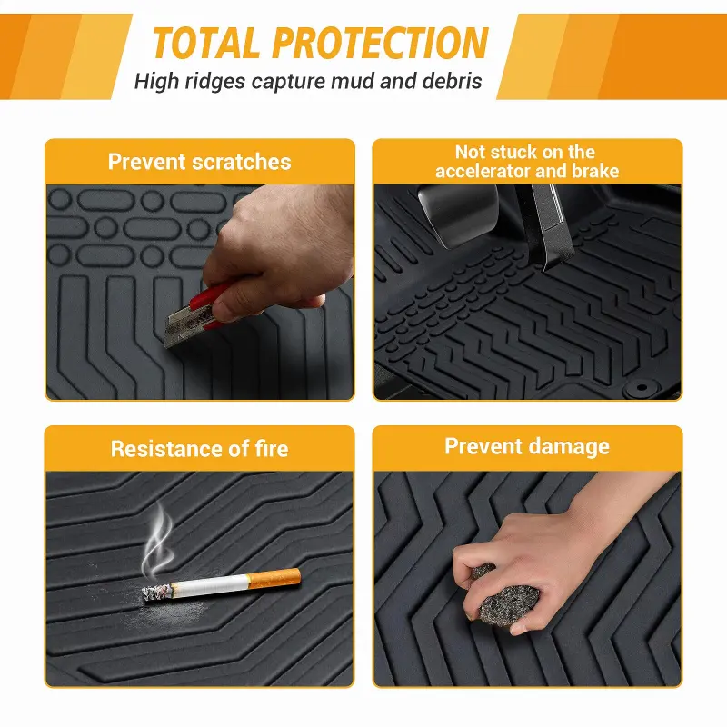 TPE Floor Mats Liner Carpets For Volkswagen Atlas Bucket 2018~2024 6 Seats All Weather Protection Cargo Liner 3D Floor mats Set
