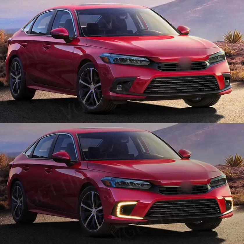 3 Color Light Variations Car DRL And Cover Kits For Honda Civic 2022 2023 2024 Sedan Hatchback Driving LED DRL & Fog Lights Kit