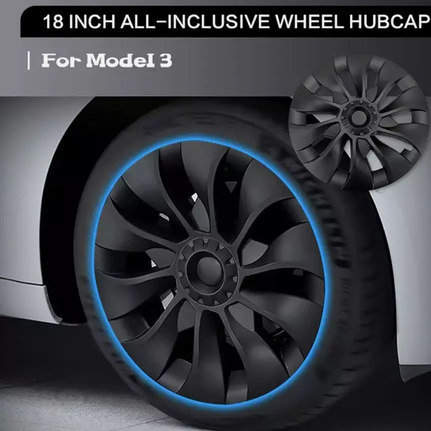4PCS HubCap Performance Wheel Cap Automobile Full Rim Cover For Tesla Model 3 2018~2023 18" Storm Style Wheel Cover Accessories