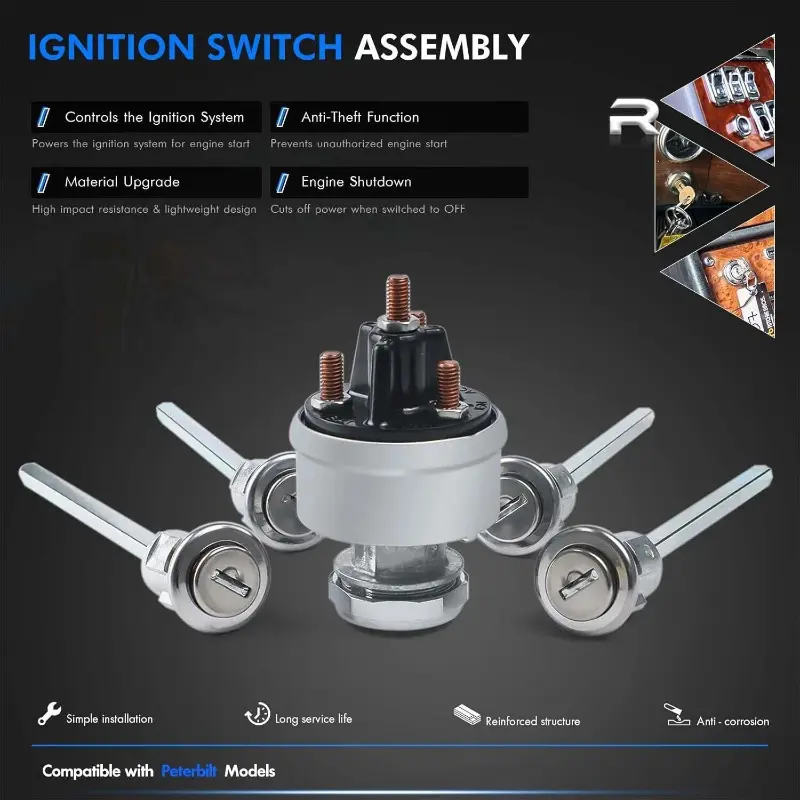 23-08598 23-09994C268 Car Ignition Start Switch For Peterbilt 379 377 359 378 349 385 362 Door Locks & Ignition Switch & Keys