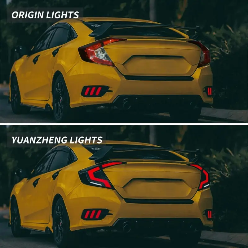 Smoked LED Taillights For Honda Civic Sedan 10Th Gen 2016~2021 DRL Start Up Animation Rear Lamp Assembly (Not For Hatchback)