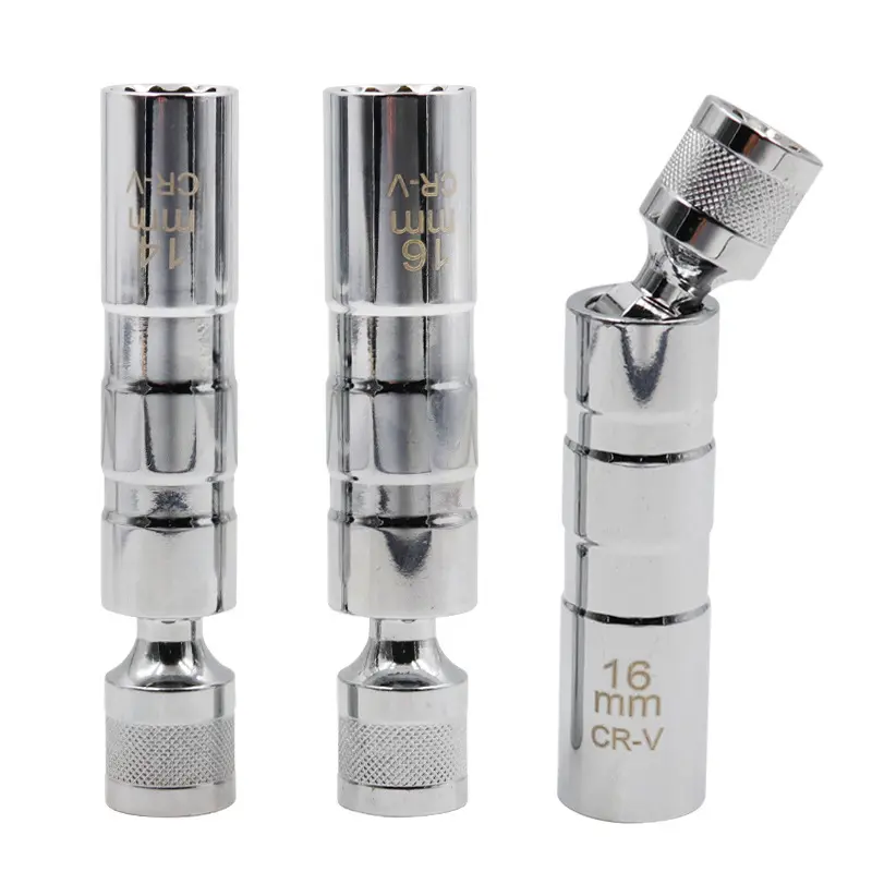 14/16mm Spark Plug Socket Wrench Magnetic 12 Angle Spark Plug Removal Tool Thin Wall 3/8" Drive Sockets Car Repairing Tool