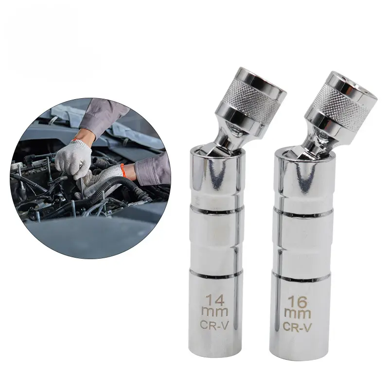 14/16mm Spark Plug Socket Wrench Magnetic 12 Angle Spark Plug Removal Tool Thin Wall 3/8" Drive Sockets Car Repairing Tool
