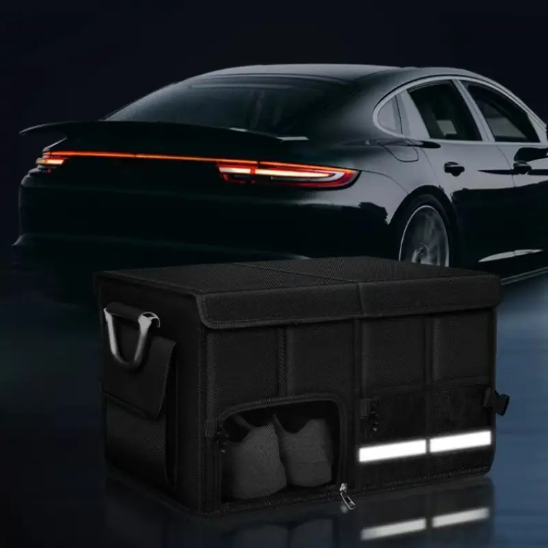 1set Foldable Trunk Storage Box Waterproof Oxford Cloth Large-Capacity Car Organizer for Camping/Fishing Easy to Carry