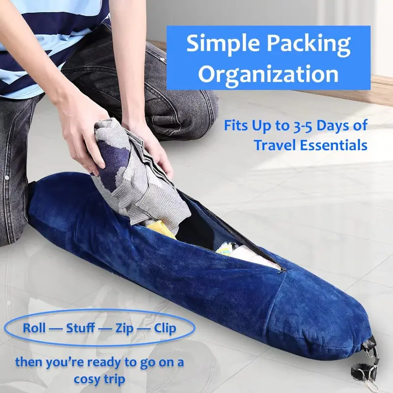 Car Pillow 1pcs Can Store Clothes Outdoor Pillow Comfortable， Portable Travel Storage Bag Pillow Tools