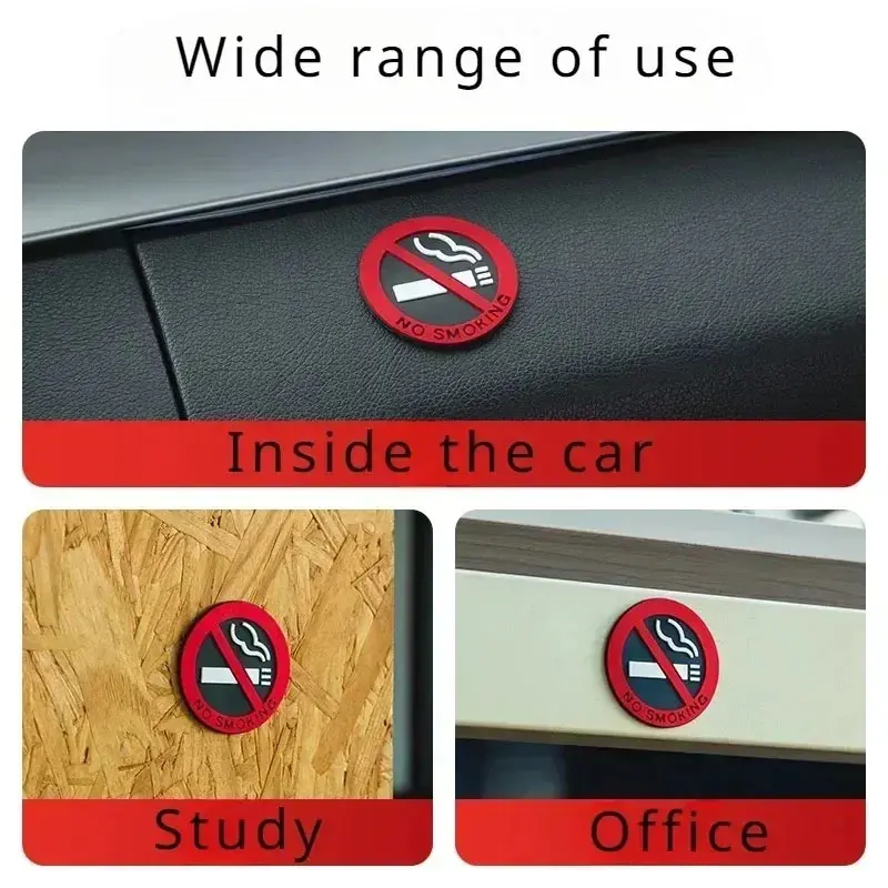 No Smoking Car Stickers Silica Gel Styling Universal Auto Interior Accessories Round Red Sign Vinyl Self Adhesive Sticker Decal