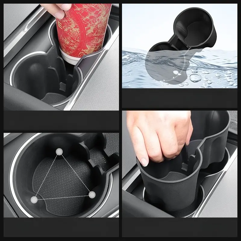 1pcs Cup Holder for Tesla Model Y Juniper 2025 Center Console Storage Box Armrest Organiser Non-slip Insert cup Holder