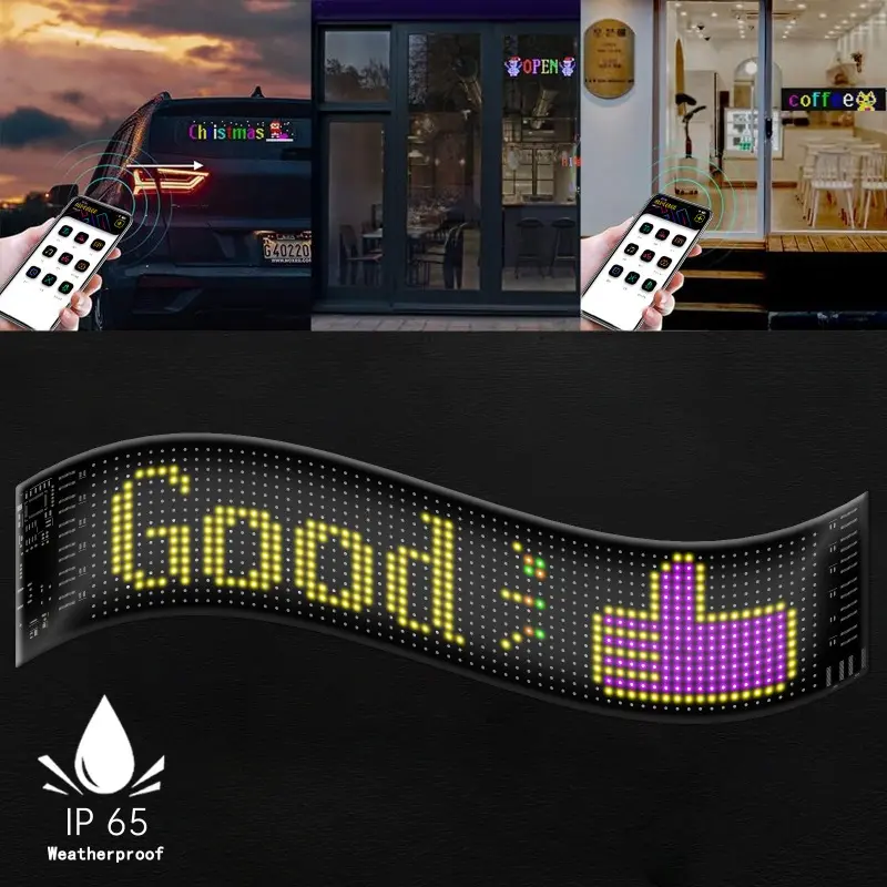 Car LED Sign Bluetooth APP LED Matrix Pixel Panel Night Light DIY Programmable Flexible LED Display For Car Store Hotel Bar