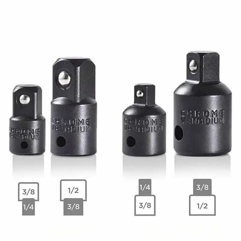 4pcs Socket Adapter Set for DIY Enthusiasts Includes 1/4 3/8 1/2 Drive Size Reducers for Mechanics and Engineers