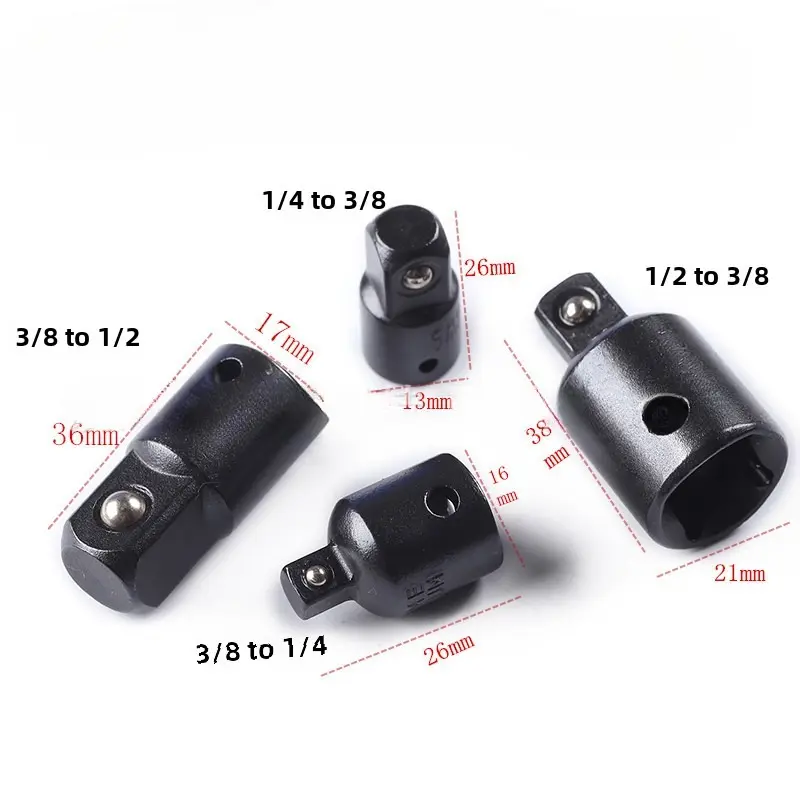 4pcs Socket Adapter Set for DIY Enthusiasts Includes 1/4 3/8 1/2 Drive Size Reducers for Mechanics and Engineers