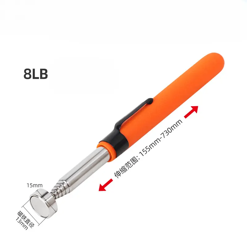 1pcs 8 Pound Magnetic Retractable Pickup Orange Suction Iron Rod Portable Multifunctional Extractor Pen Clip car Repair Tools