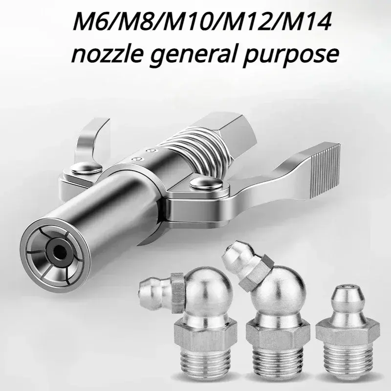 Double Handle High Pressure Lock Oil Injection Syringe Car Olie Spuit 10000 PSI Quick Release Grease Gun Coupler Nozzle Oiling