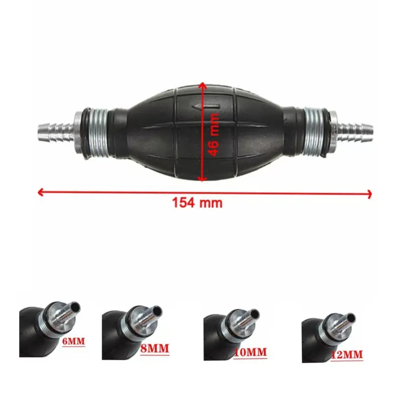 1Pcs Universal Fuel Pump 6mm 8mm 10mm 12mm Rubber Aluminum Hand Fuel Pump Fuel Injector All Fuels for Car Motorcycle Outboard