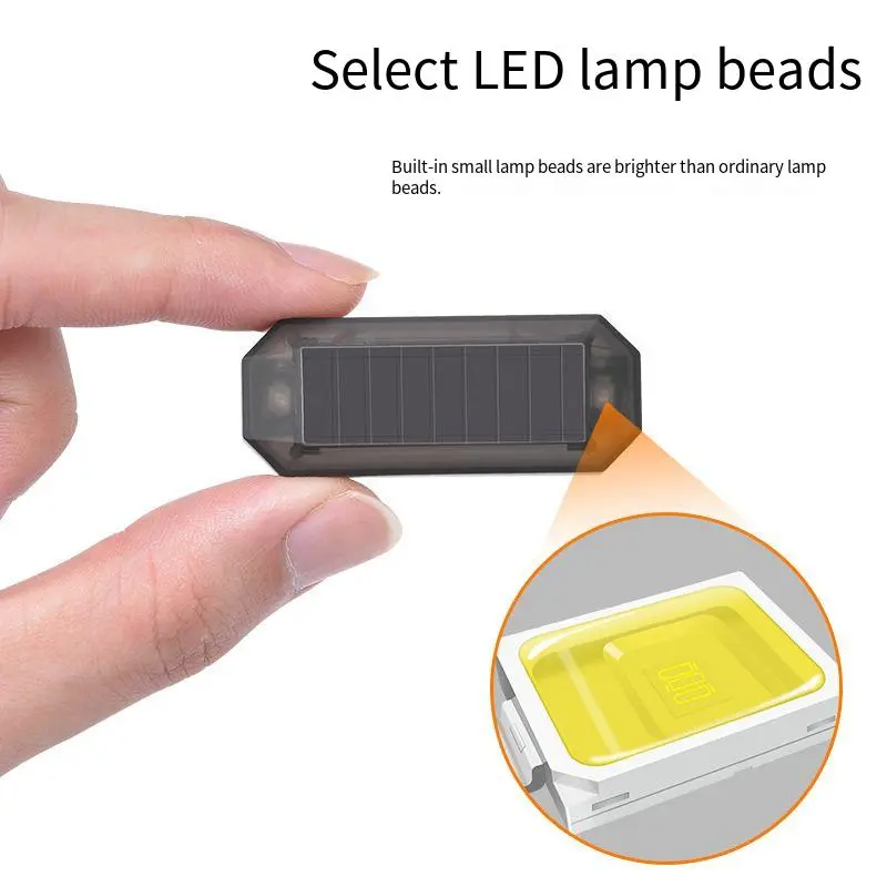 Car Solar LED Warning Light Night Ride for Motorcycle Electric Vehicle Bicycle Tail Light Anti-rear Strobe Warning Light