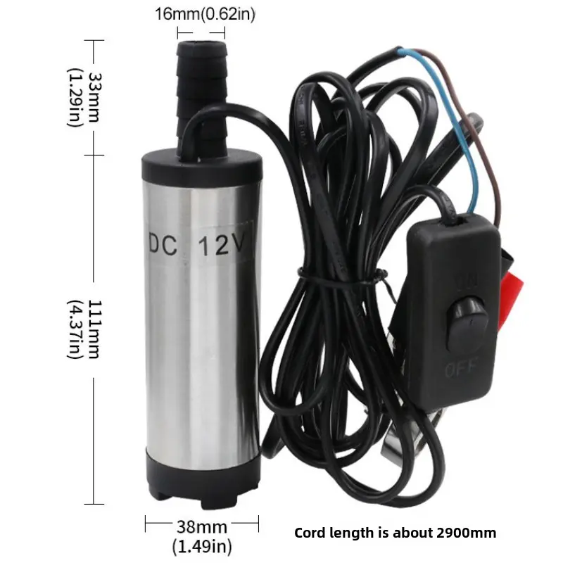 1set Electric Fuel Transfer Pump Water Oil Transfer Refueling Submersible Pump For Diesel Water Pump 12V 38mm For Car Motorbike