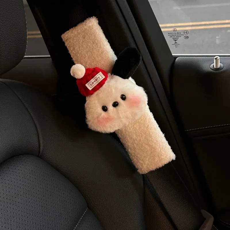 Cartoon Car Seat Belt Cover Anime Puppy Plush Auto Seat Belt Shoulder Protector Pad Car Interior Accessories