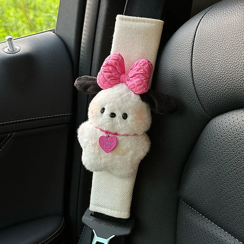 Cartoon Car Seat Belt Cover Anime Puppy Plush Auto Seat Belt Shoulder Protector Pad Car Interior Accessories