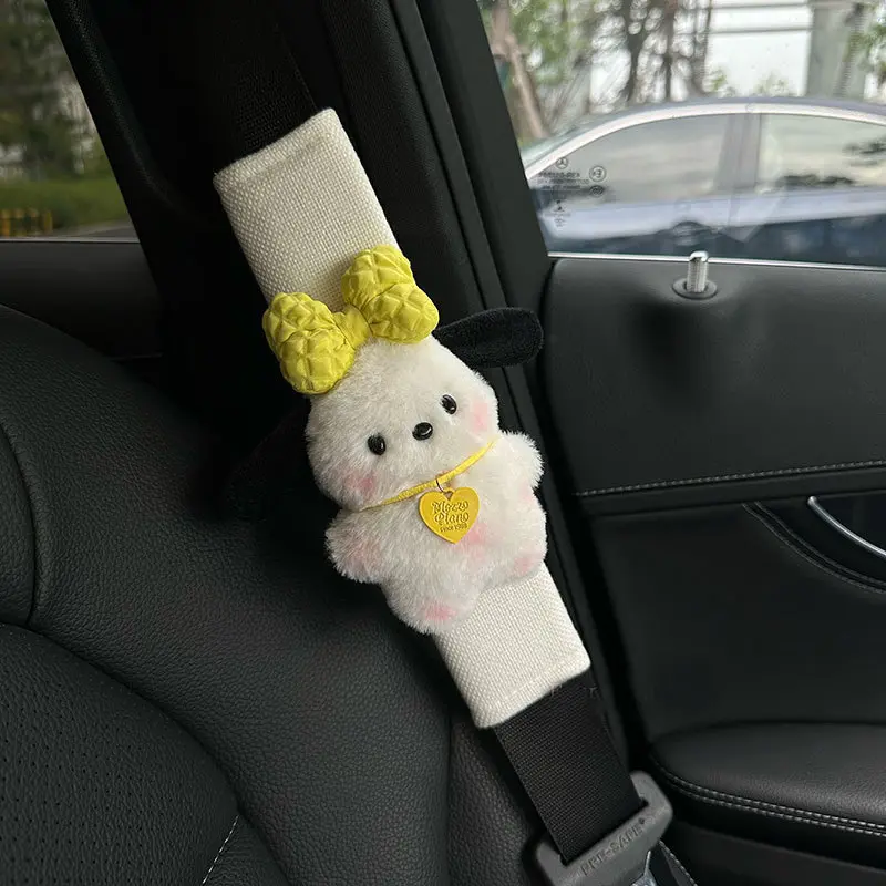 Cartoon Car Seat Belt Cover Anime Puppy Plush Auto Seat Belt Shoulder Protector Pad Car Interior Accessories