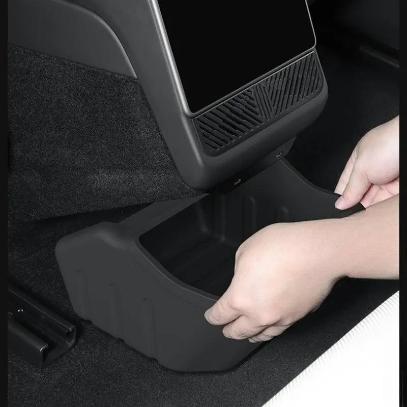 2025 Car Accessorie For Tesla Model Y Juniper Rear Bin Storage Box Accessorie Durable Bottom Organizer Case Trash Can Organizer