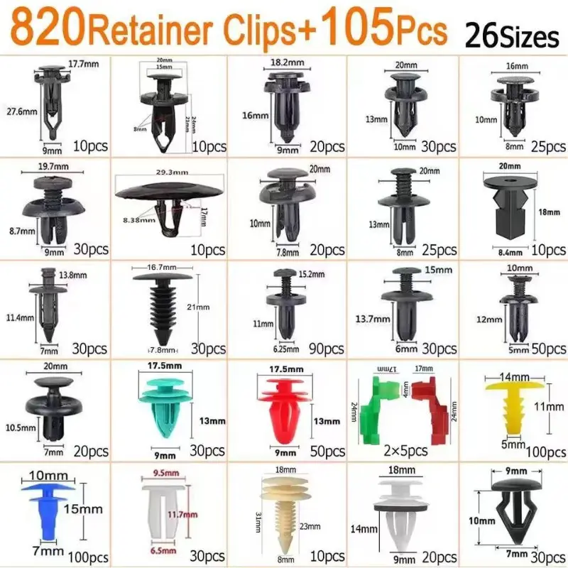 Car Fastener Clips Auto Bumper Retainer Clips Push Type Rivet Door Panel Fender Trim Clip Set for Car Truck SUV Repair