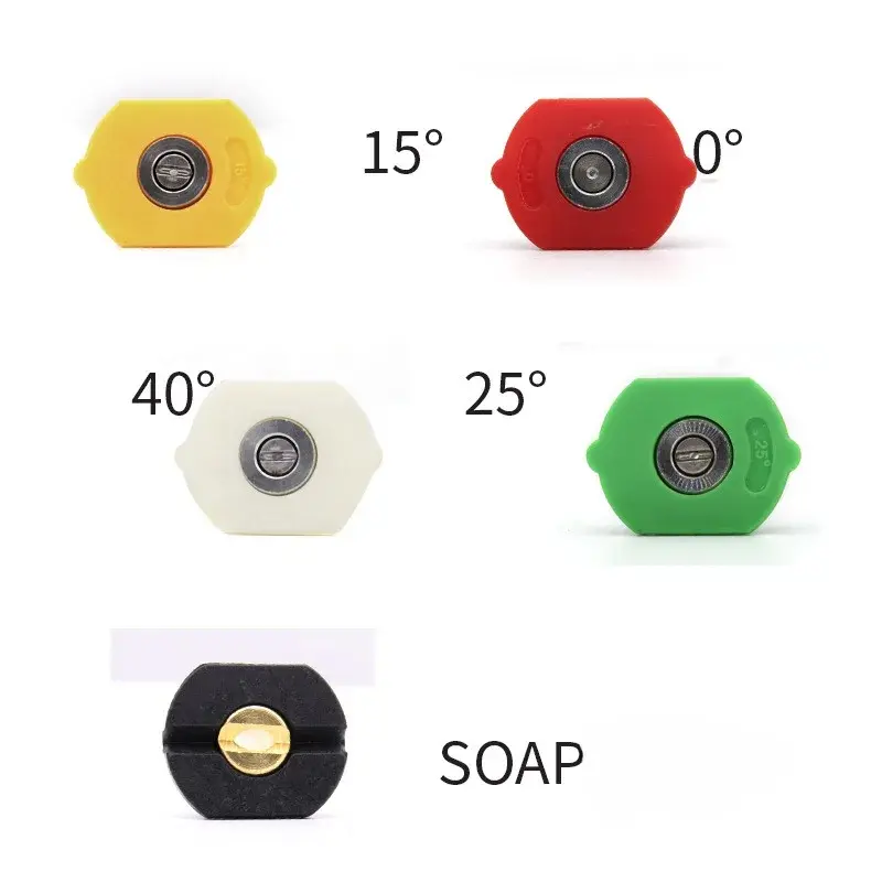 5pcs/Set High Pressure Washer Sprayer Nozzle Metal Tip With 1/4" Quick Connector Car Washing Nozzles 0 15 25 40 Degree