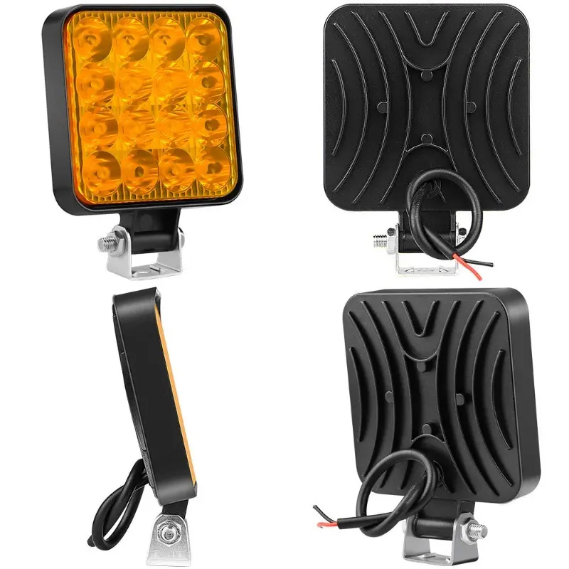 12V Waterproof Led Work Light Bar Square Spotlight 48W Work Light Headlight For Truck Off Road Night Driving Light For SUV