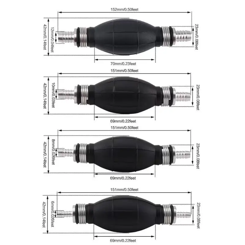 Hand Fuel Pump Line Rubber Aluminum Hand Primer Bulb Diesel Oil Transfer Petrol for Car Boat Marine Outboard