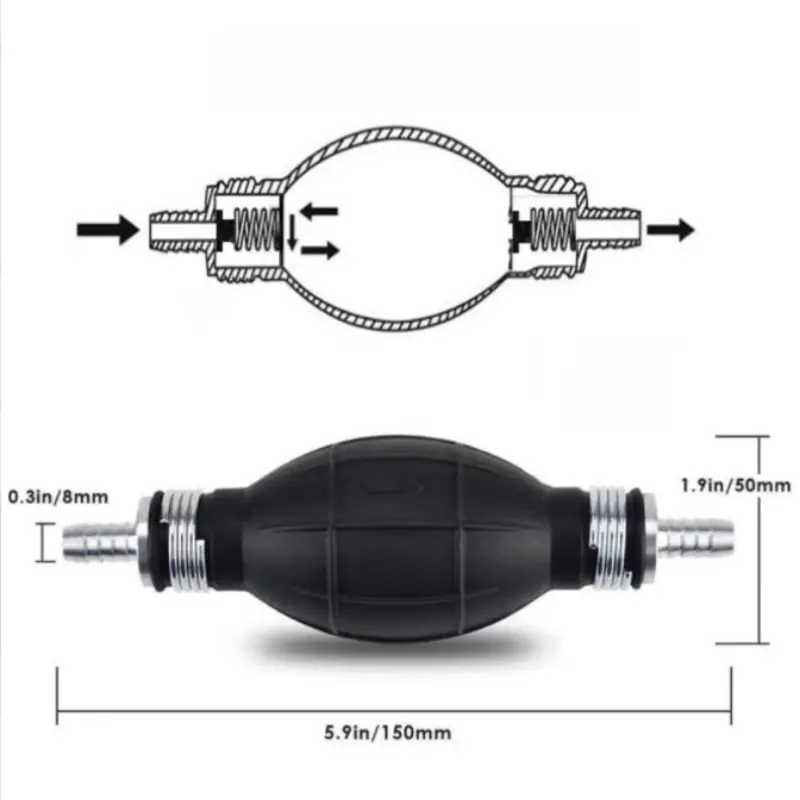 Hand Fuel Pump Line Rubber Aluminum Hand Primer Bulb Diesel Oil Transfer Petrol for Car Boat Marine Outboard