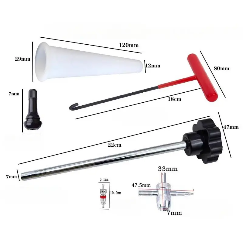 Car Tire Installer Tool Valve Remover Tool Valve Stem Tool Kit Repair Tool Quick Change T-Hook Replacement Car Accessories