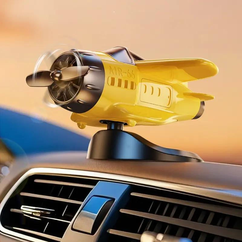 Car Solar Airplane Ornaments 360 Rotary Creative Car Center Console Powered Aircraft Ornaments Car Interior Decor Accessories